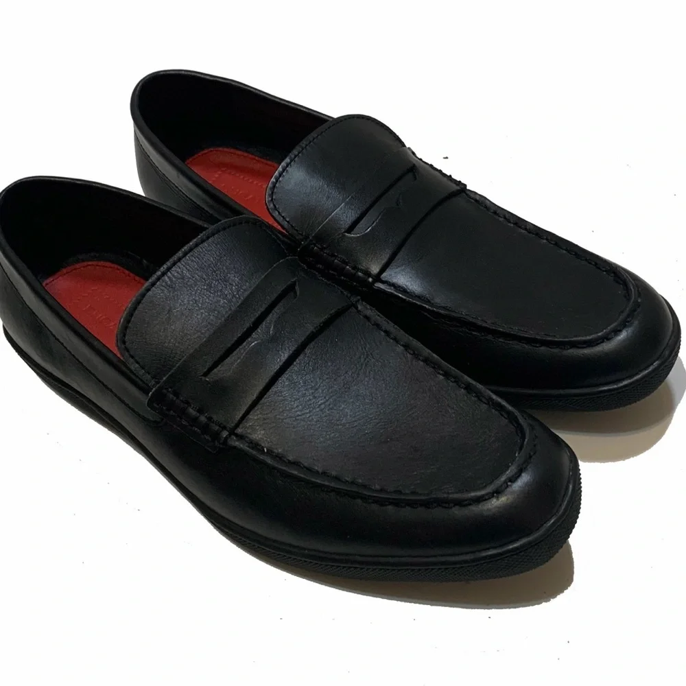 9 / Bugatchi men’s Black Leather Loafers